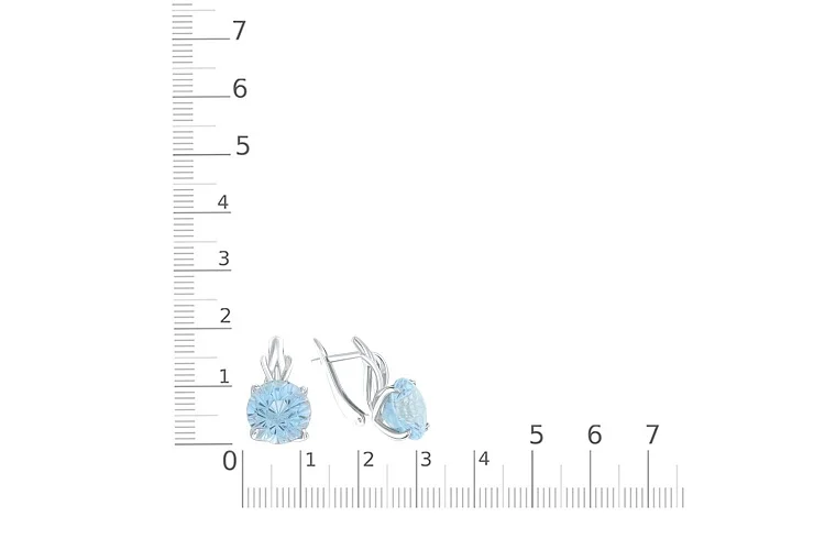 Серьги из белого золота с 2 топазами sky