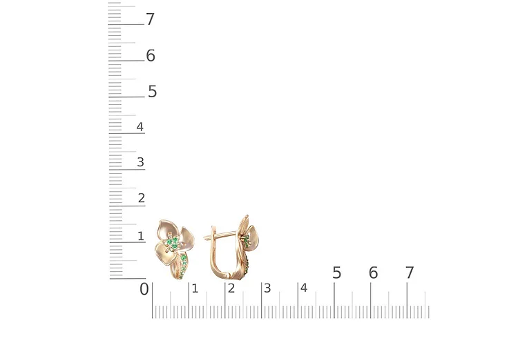 Серьги Цветы из красного золота с 16 изумрудами