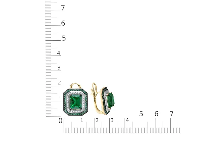 Серьги из жёлтого золота с 74 изумрудами и 72 бриллиантами