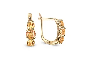 Серьги из жёлтого золота с 6 цитринами