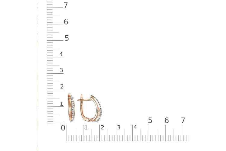 Серьги Дорожки из красного золота с 204 фианитами