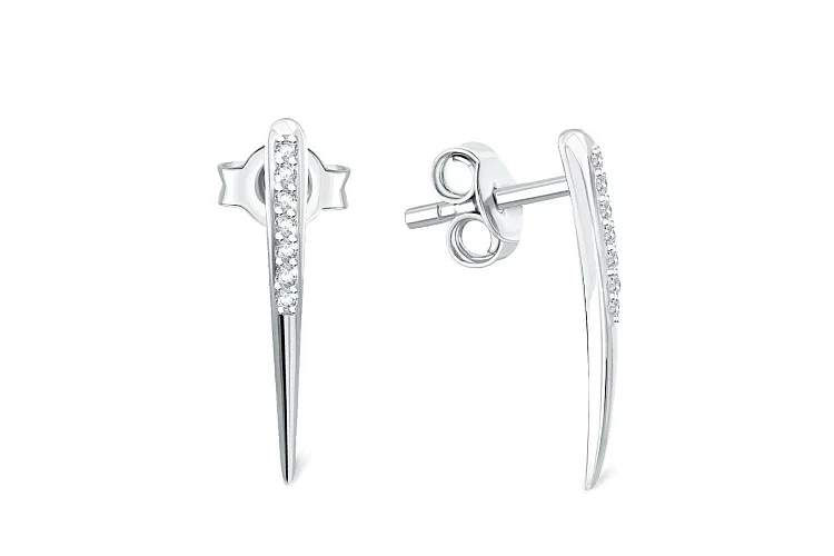 Серьги-пусеты из белого золота с 14 бриллиантами