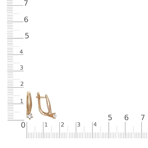 Серьги из красного золота с 2 фианитами