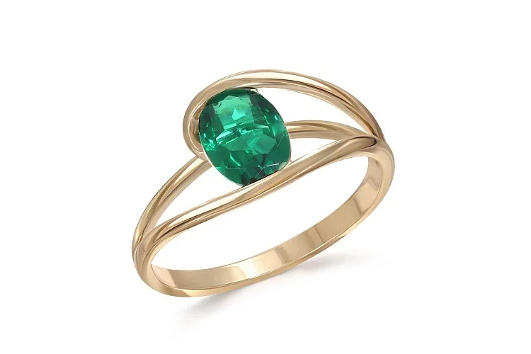 Кольцо из жёлтого золота с изумрудом