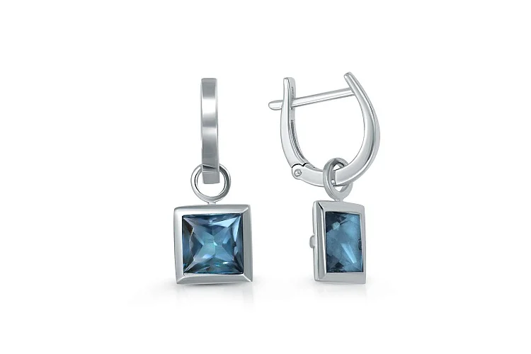 Серьги-трансформеры из белого золота с 2 топазами лондон