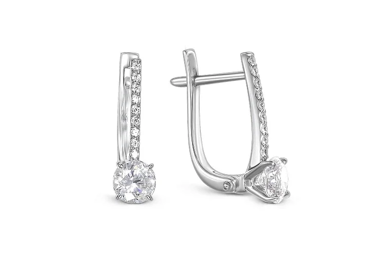 Серьги из белого золота с 20 фианитами