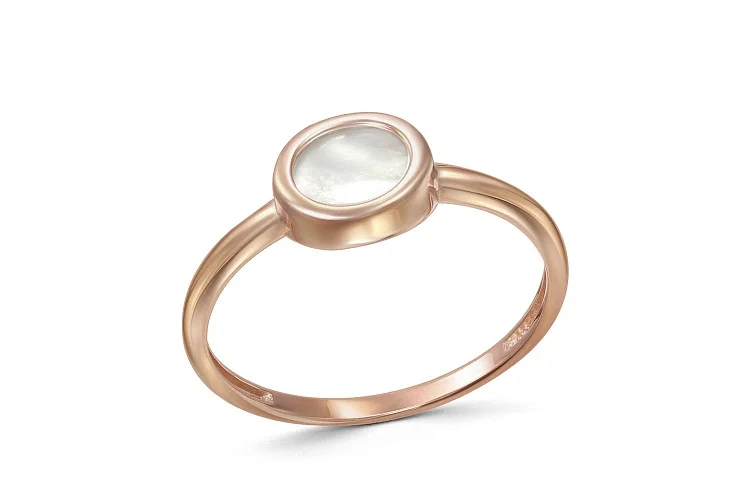 Детское кольцо из красного золота с перламутром