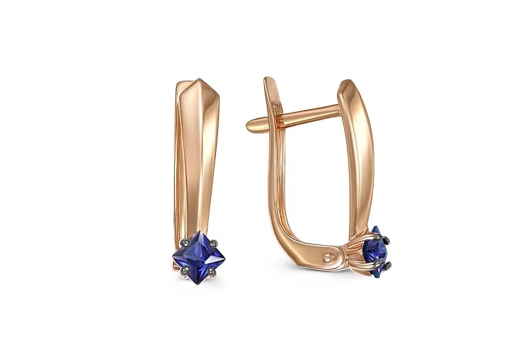 Серьги из красного золота с 2 корундами