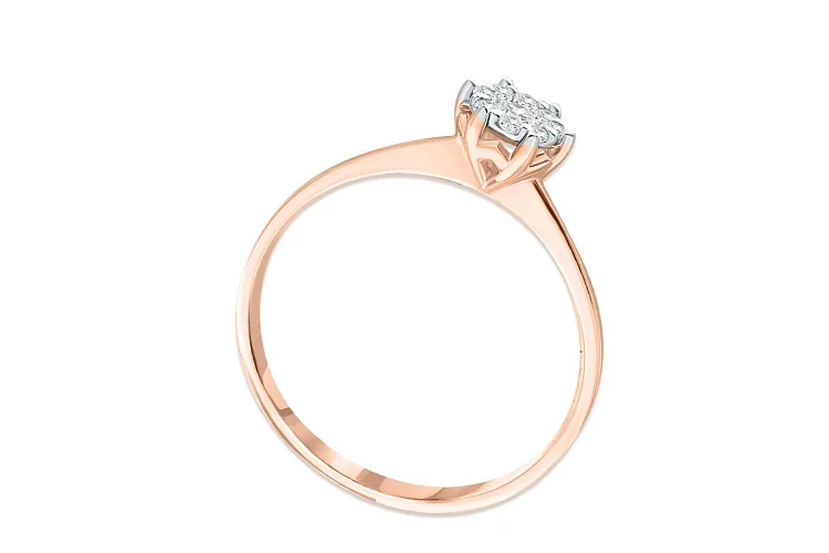 Кольцо Малинка из красного золота с 9 бриллиантами