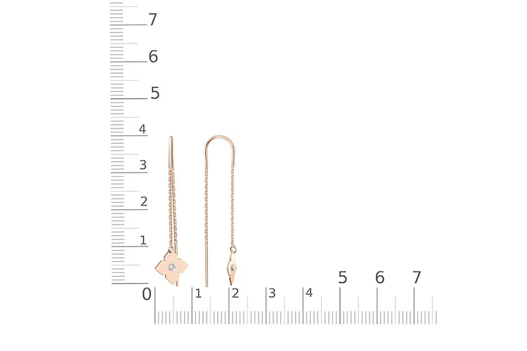 Серьги-продёвки из красного золота с 2 бриллиантами