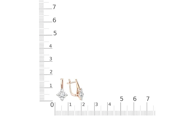 Серьги из красного золота с 18 фианитами