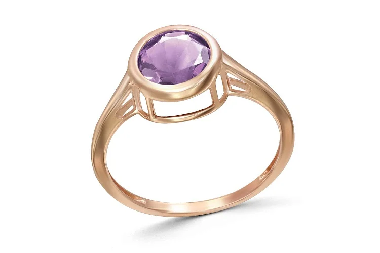 Кольцо из красного золота с аметистом
