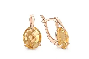 Серьги из красного золота с 2 цитринами