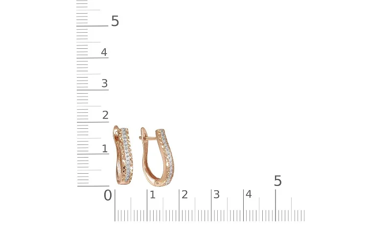 Серьги Дорожки из красного золота с 28 фианитами