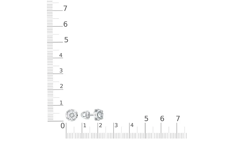 Серьги-пусеты из белого золота с 14 фианитами