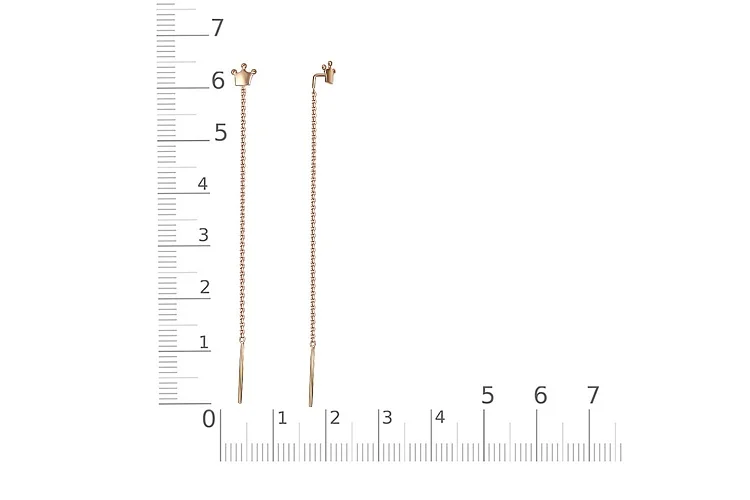 Серьги-продёвки Короны из красного золота без вставок