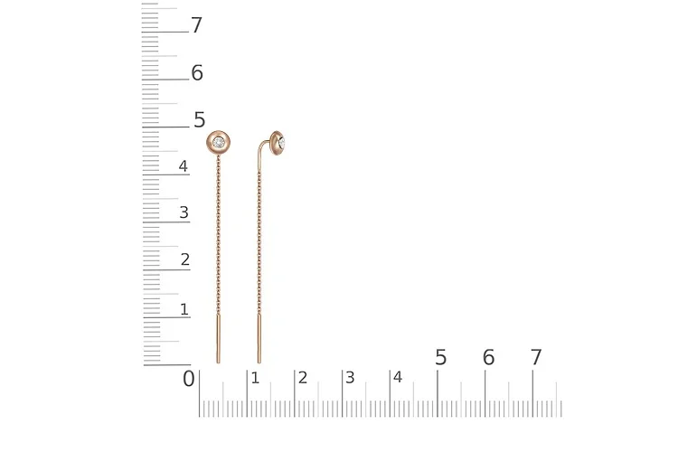 Серьги-продёвки из красного золота с 2 бриллиантами