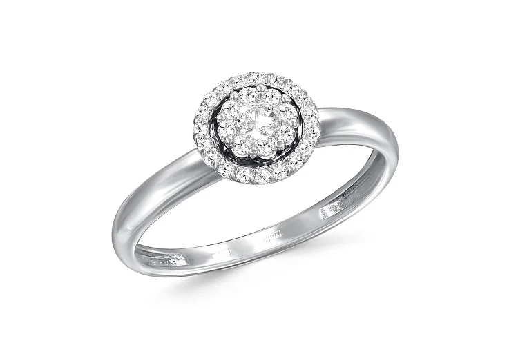 Кольцо Малинка из белого золота с 28 бриллиантами
