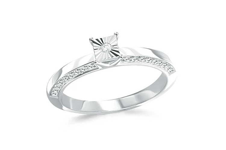 Кольцо Квадрат из белого золота с 37 бриллиантами