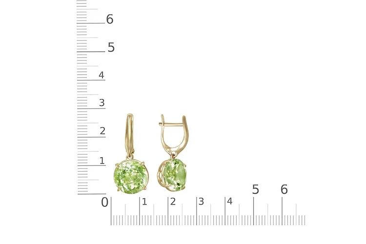 Серьги из жёлтого золота с 2 ситаллами