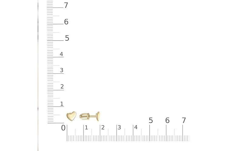 Серьги-пусеты Сердца из жёлтого золота без вставок