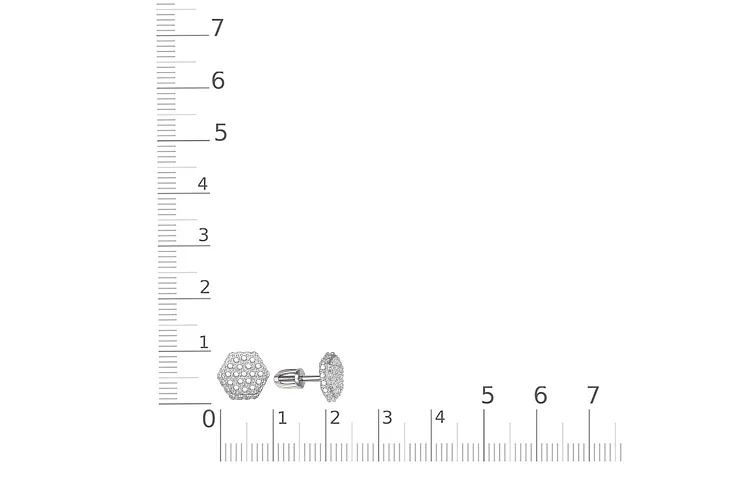 Серьги-пусеты из белого золота с 74 фианитами