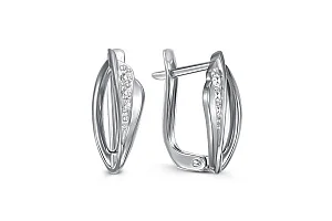 Серьги из белого золота с 6 фианитами