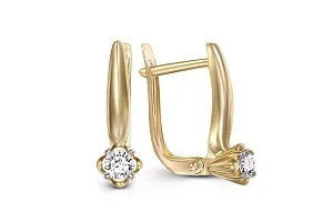 Серьги из жёлтого золота с 2 бриллиантами