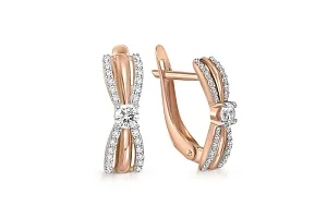 Серьги из красного золота с 50 фианитами