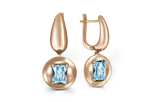 Серьги из красного золота с 2 топазами sky