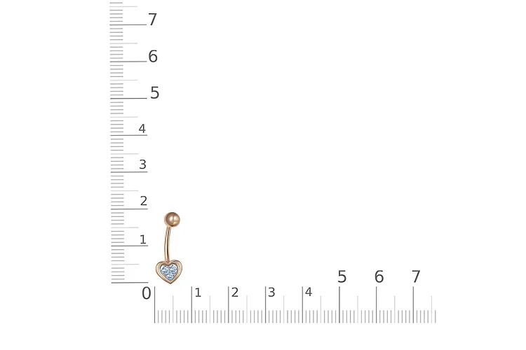 Пирсинг Сердце из красного золота с 3 фианитами