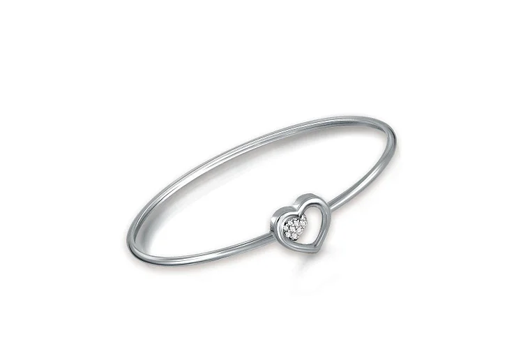 Браслет Сердце из белого золота с 13 фианитами