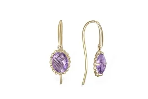 Серьги из жёлтого золота с 2 аметистами