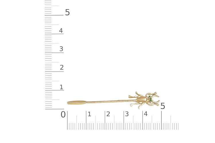 Брошь Жук из жёлтого золота с 3 фианитами