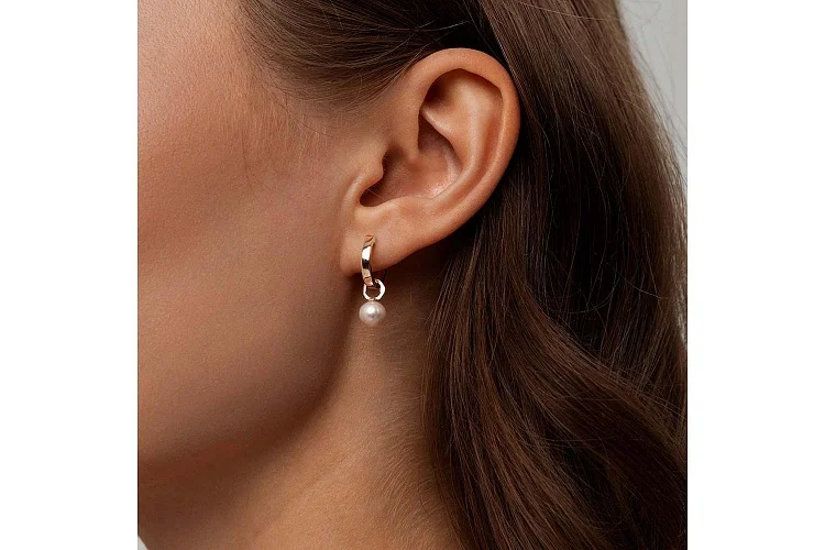 Подвеска серёг-трансформеров из красного золота с жемчугом