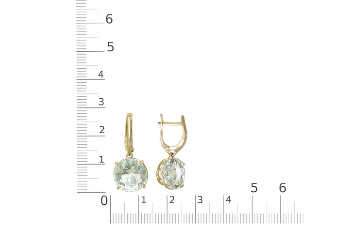 Серьги из жёлтого золота с 2 аметистами