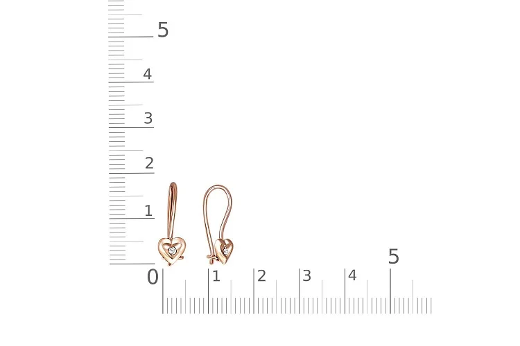 Детские серьги Сердца из красного золота с 2 бриллиантами