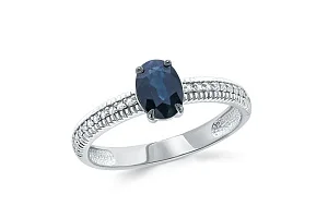 Кольцо из белого золота с сапфиром и 22 бриллиантами