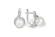Серьги из белого золота с 2 жемчужинами и 54 бриллиантами