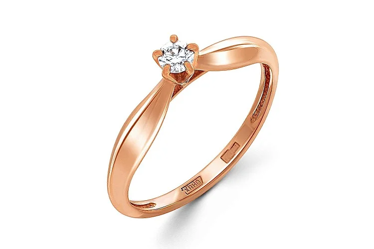 Кольцо из красного золота с бриллиантом