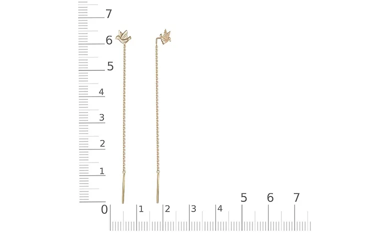 Серьги-продёвки Птицы из жёлтого золота без вставок