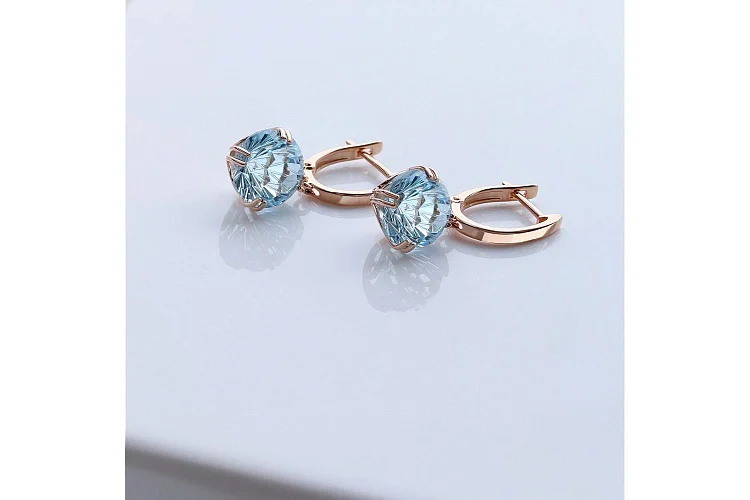 Серьги из красного золота с 2 топазами sky