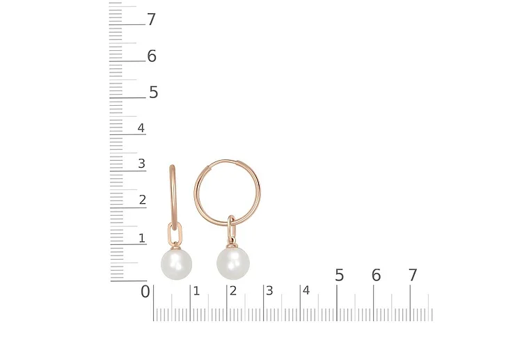 Серьги-трансформеры из красного золота с 2 жемчужинами