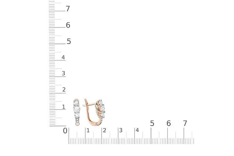 Серьги из красного золота с 10 фианитами