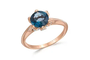 Кольцо из красного золота с топазом лондон и 16 фианитами