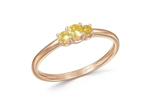 Кольцо из красного золота с 3 фианитами