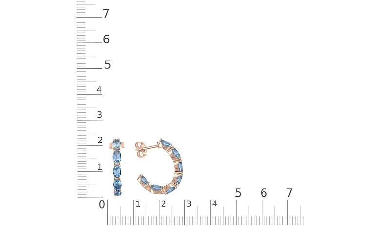 Серьги-пусеты из красного золота с 14 топазами swiss