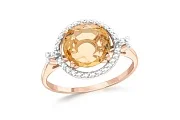 Кольцо из красного золота с кварцем и 32 фианитами