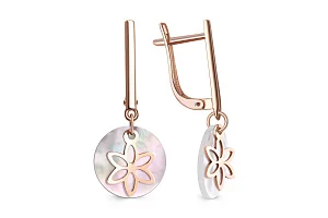 Серьги Цветы из красного золота с перламутром