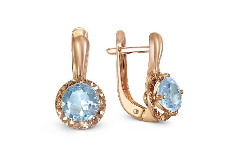 Серьги из красного золота с 2 топазами sky